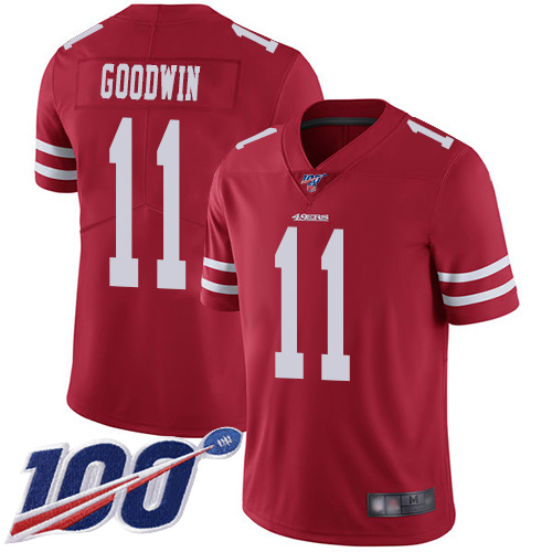 San Francisco 49ers Limited Red Men #11 Marquise Goodwin Home NFL Jersey 100th Season Vapor Untouchable